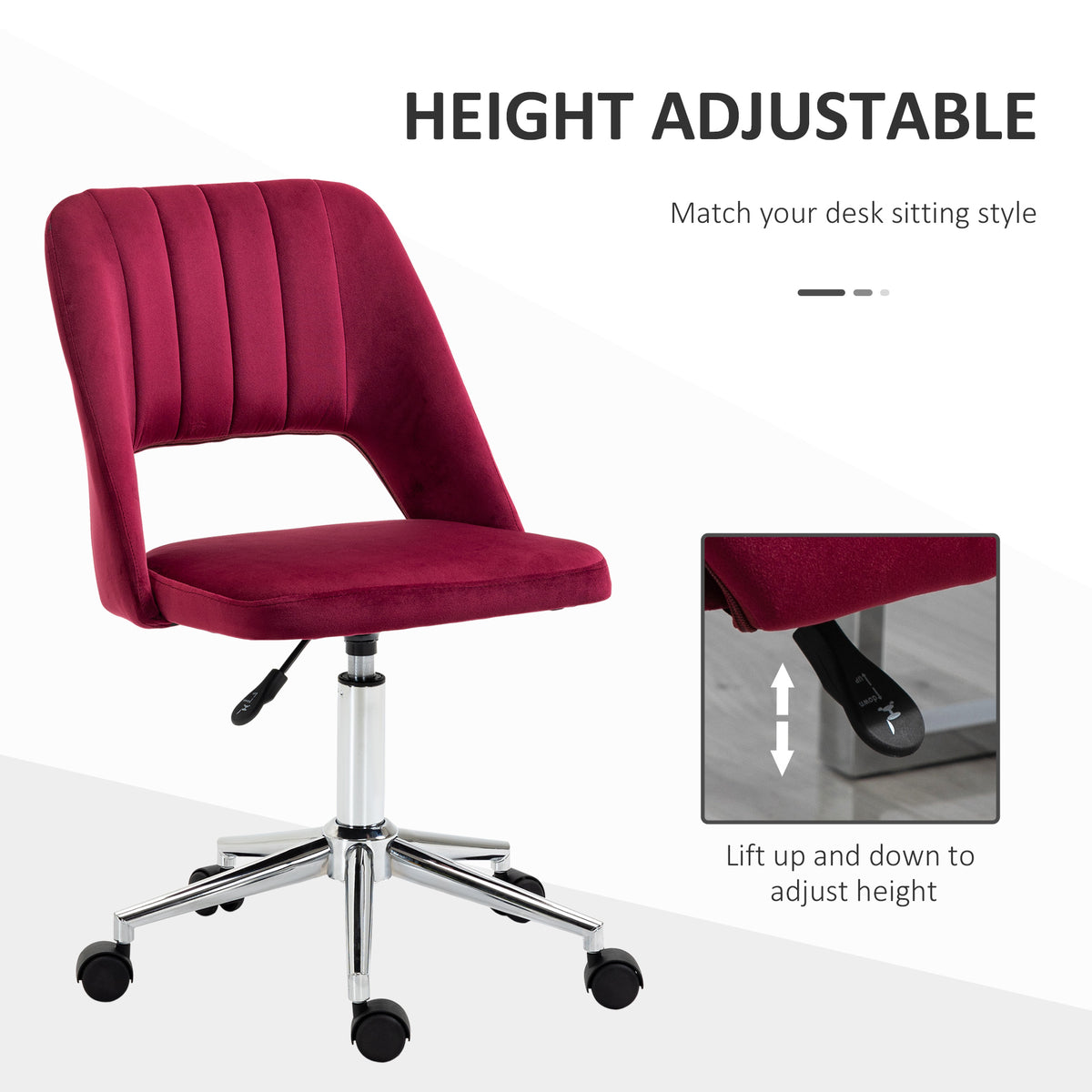 Mid Back Office Chair Velvet Fabric Swivel Scallop Shape Computer Desk Chair, Green – view 10