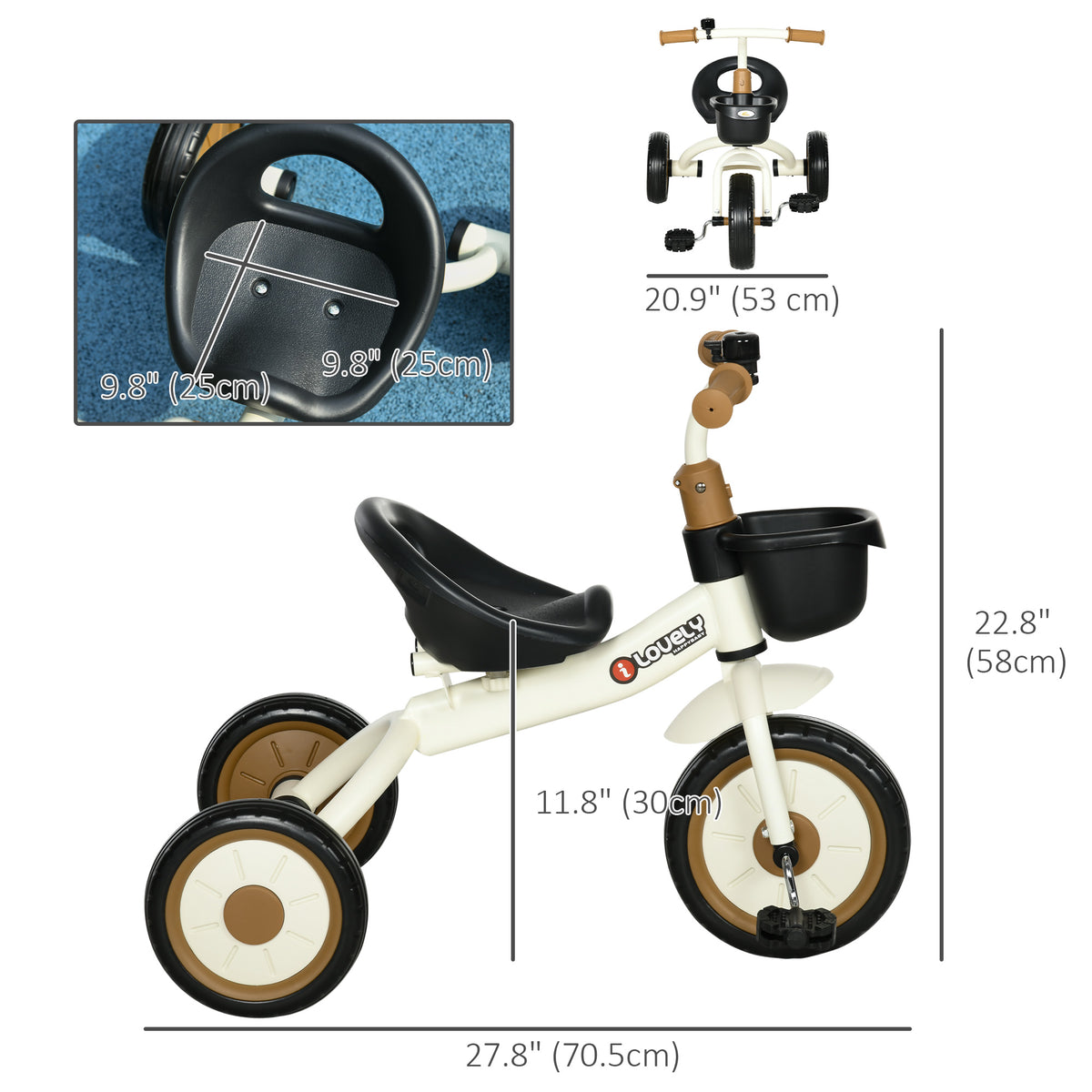 Qaba Tricycle for Toddler 2-5 Year Old Girls and Boys, Toddler Bike with Adjustable Seat, Basket, Bell