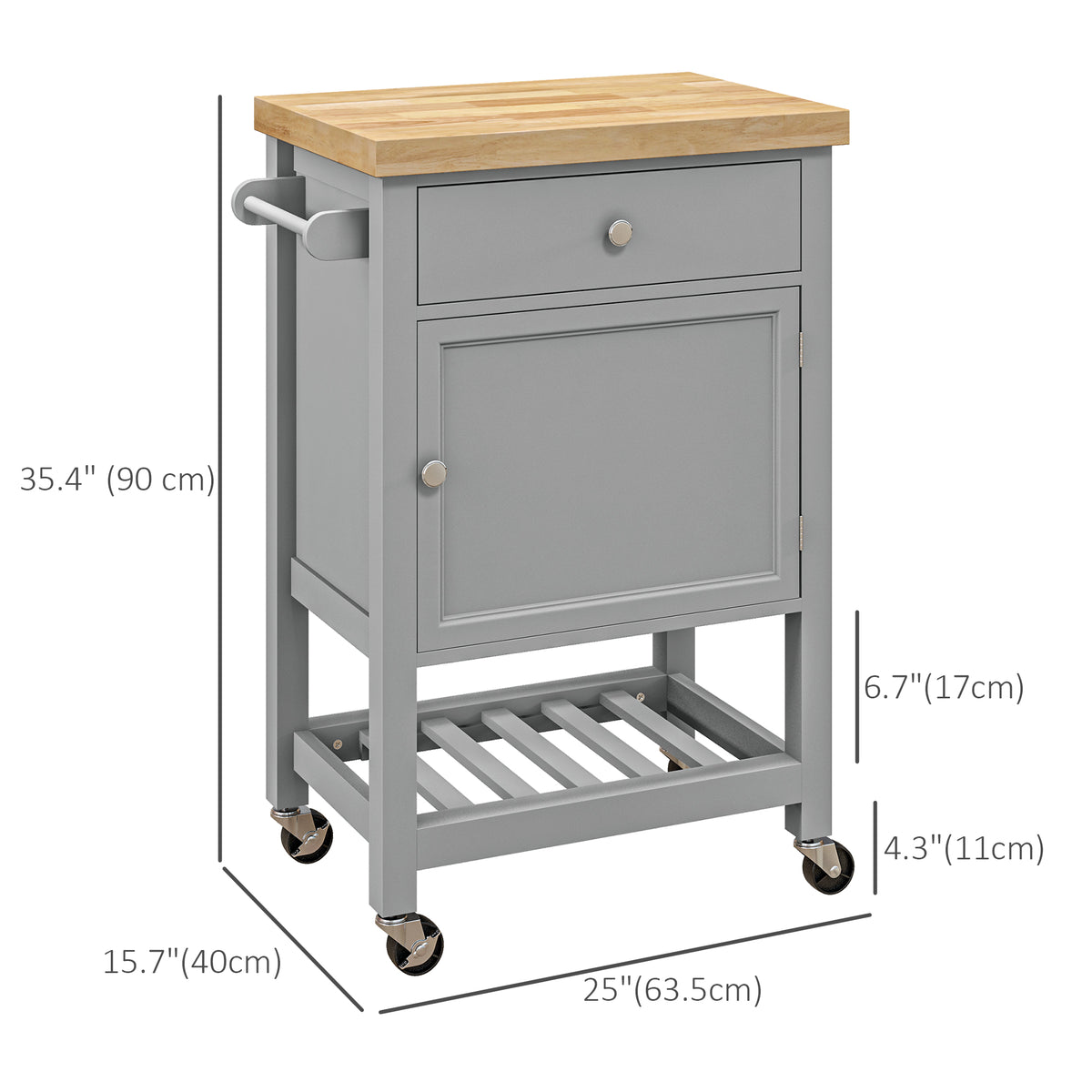 Kitchen Cart on Wheels, Rolling Kitchen Island Cart with Wood Top, Towel Rack – view 2