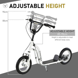 Aosom Dual Brakes Kick Scooter 12-Inch Inflatable Front Wheel Ride On Toy for Age 5+