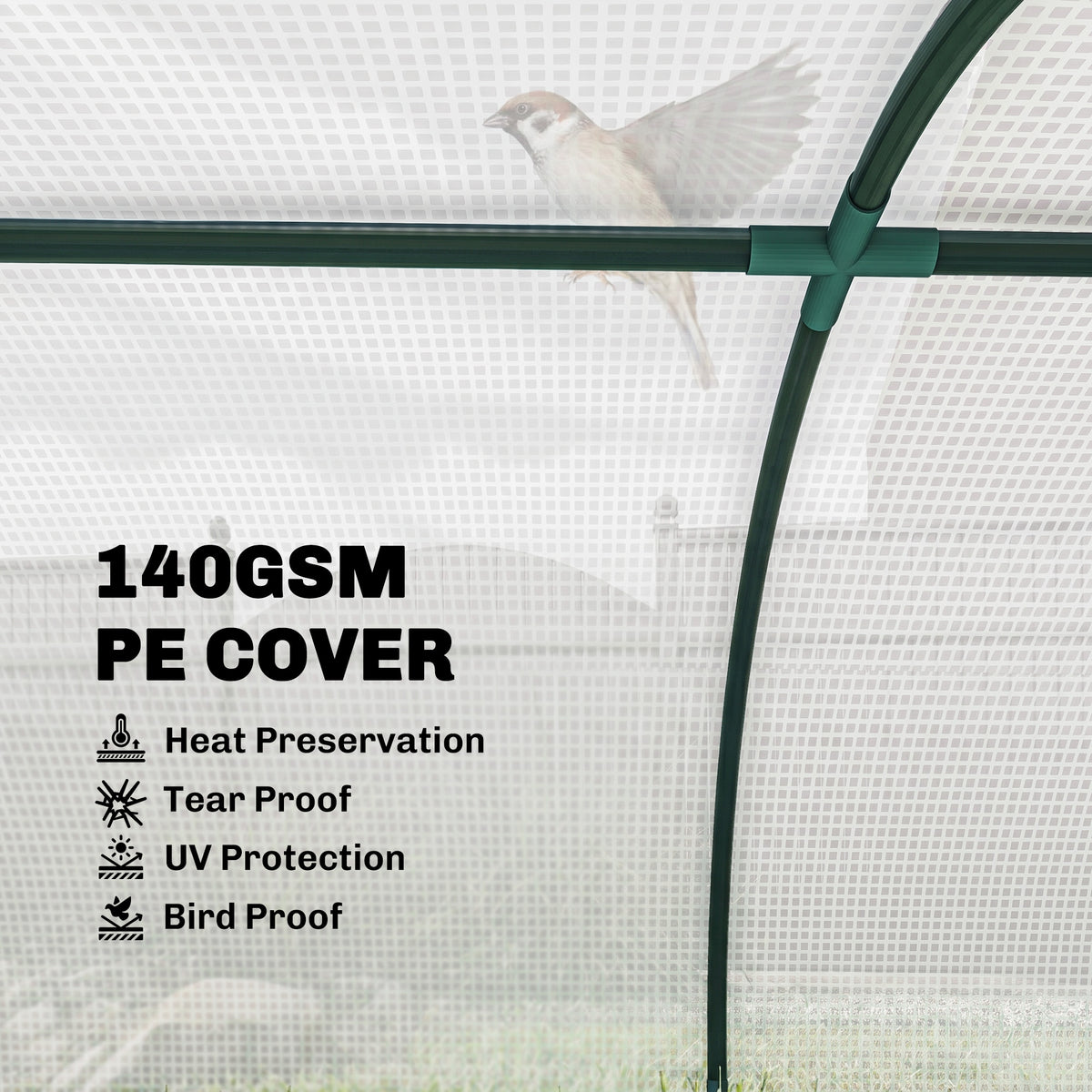 Portable Mini Greenhouse, Tunnel Growing Tent with 5 Mesh Windows and Steel Frame, 7' x 3' x 2', Green – view 10