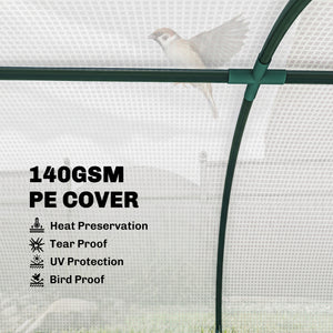 Portable Mini Greenhouse, Tunnel Growing Tent with 5 Mesh Windows and Steel Frame, 7' x 3' x 2', Green – view 10