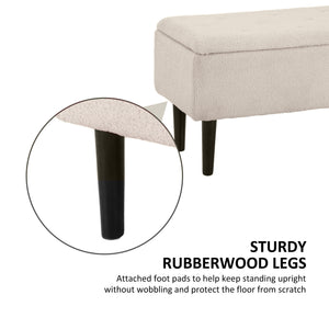 Modern Storage Bench, Ottoman with Storage and Lamb's Wool Upholstery for Living Room, Bedroom, Black – view 11