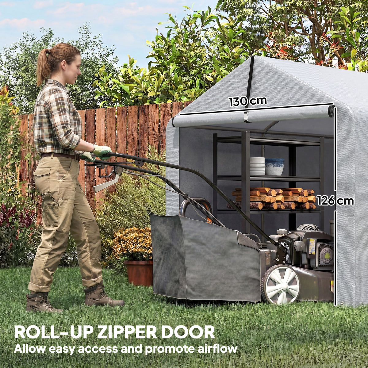 7' x 5' Portable Shed, Waterproof Bike Tent with Roll-up Zipper Door and Galvanized Metal Frame for Bike
