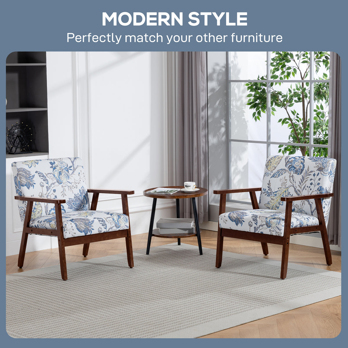 Accent Chairs with Cushioned Seat, Upholstered Linen-Feel Armchair with Adjustable Feet for Bedroom – view 31