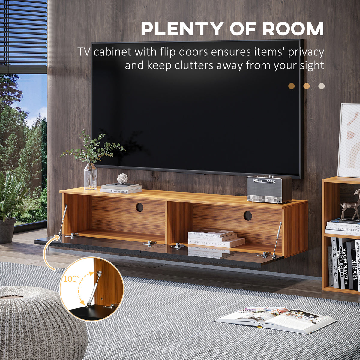 Wall Mounted TV Stand, Floating TV Cabinet with Storage, for TVs up to 70", High Gloss Effect – view 4