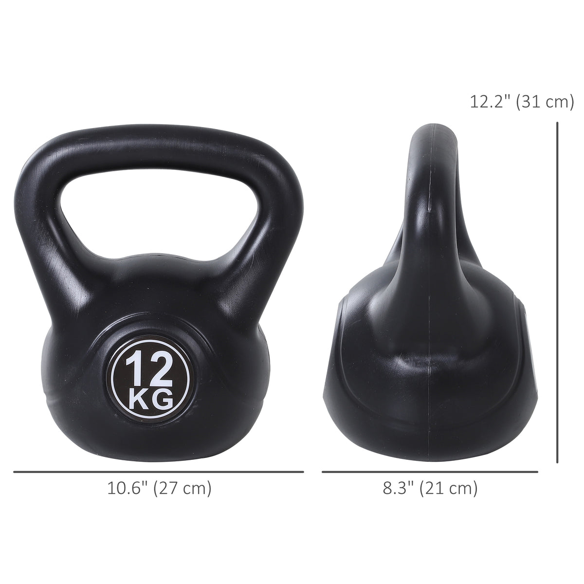 Soozier 22lb Fitness Kettlebell, Plastic Exercise Weight, Weightlifting Tools with Sand, Handle, Noise Reduction for Home, Gym