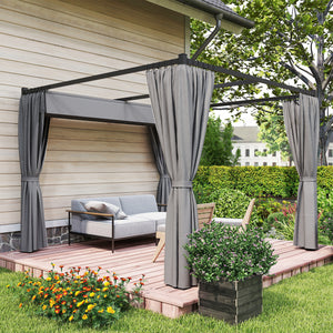 10' x 10' Retractable Pergola Canopy with Sidewalls, Metal Outdoor Gazebo Sun Shade Shelter, Beige – view 20