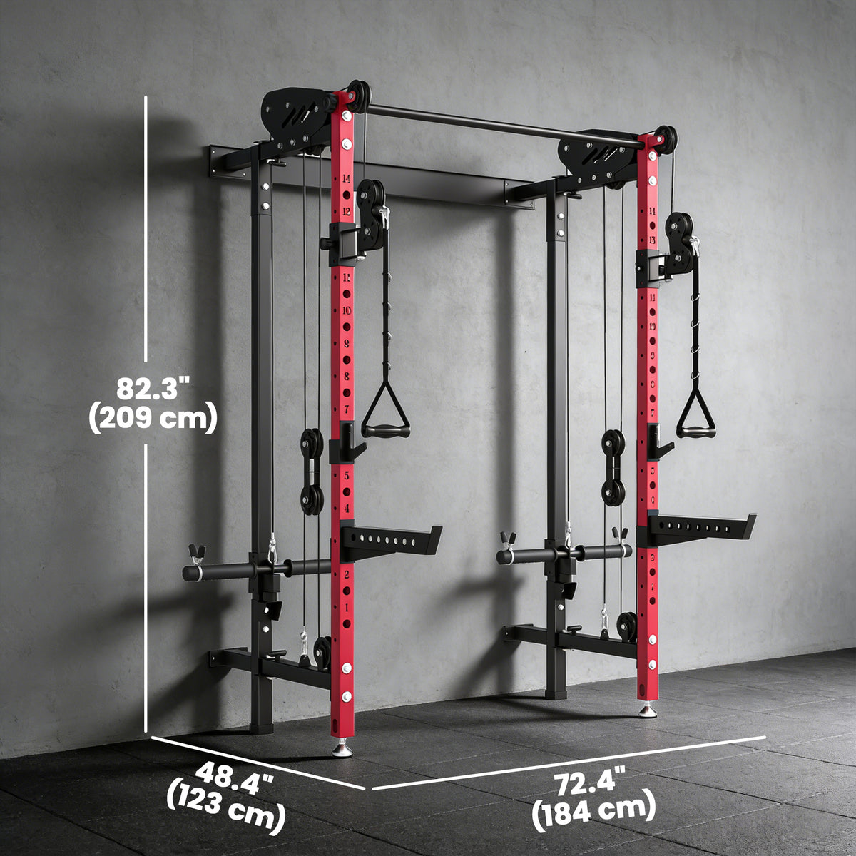 Soozier Foldable Power Cage, Space-Saving Power Rack with Pull-Up Bar, Cable Pulley System, 1540 lbs Capacity