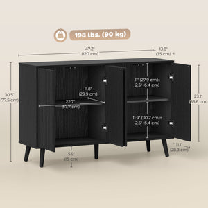 Buffet Cabinet with Storage Modern Fluted Sideboard with Adjustable Shelves Wood Legs for Dining Room – view 9
