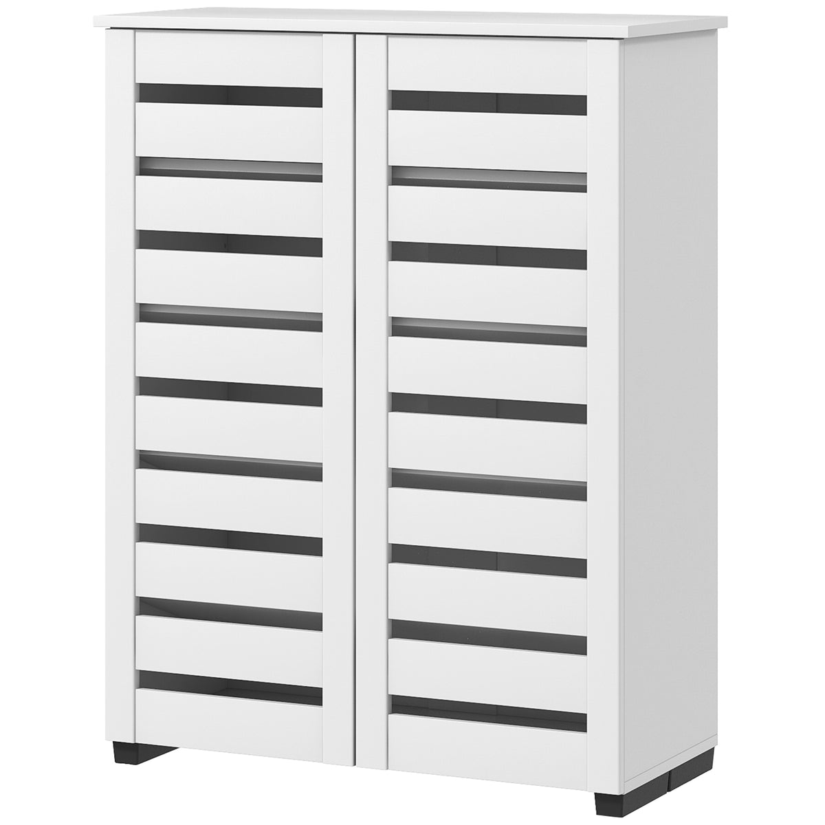 Narrow Shoe Cabinet with Slatted Doors, Adjustable Shelves for 20 Pairs of Shoes – view 3