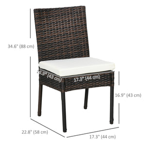 PE Rattan Outdoor Dining Chairs with Cushion, Patio Wicker Dining Chair with Backrest, Brown
