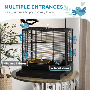 22" Bird Cage for Budgie Finches Canaries Love Birds with Wooden Stands, Slide-Out Tray, Handles – view 11