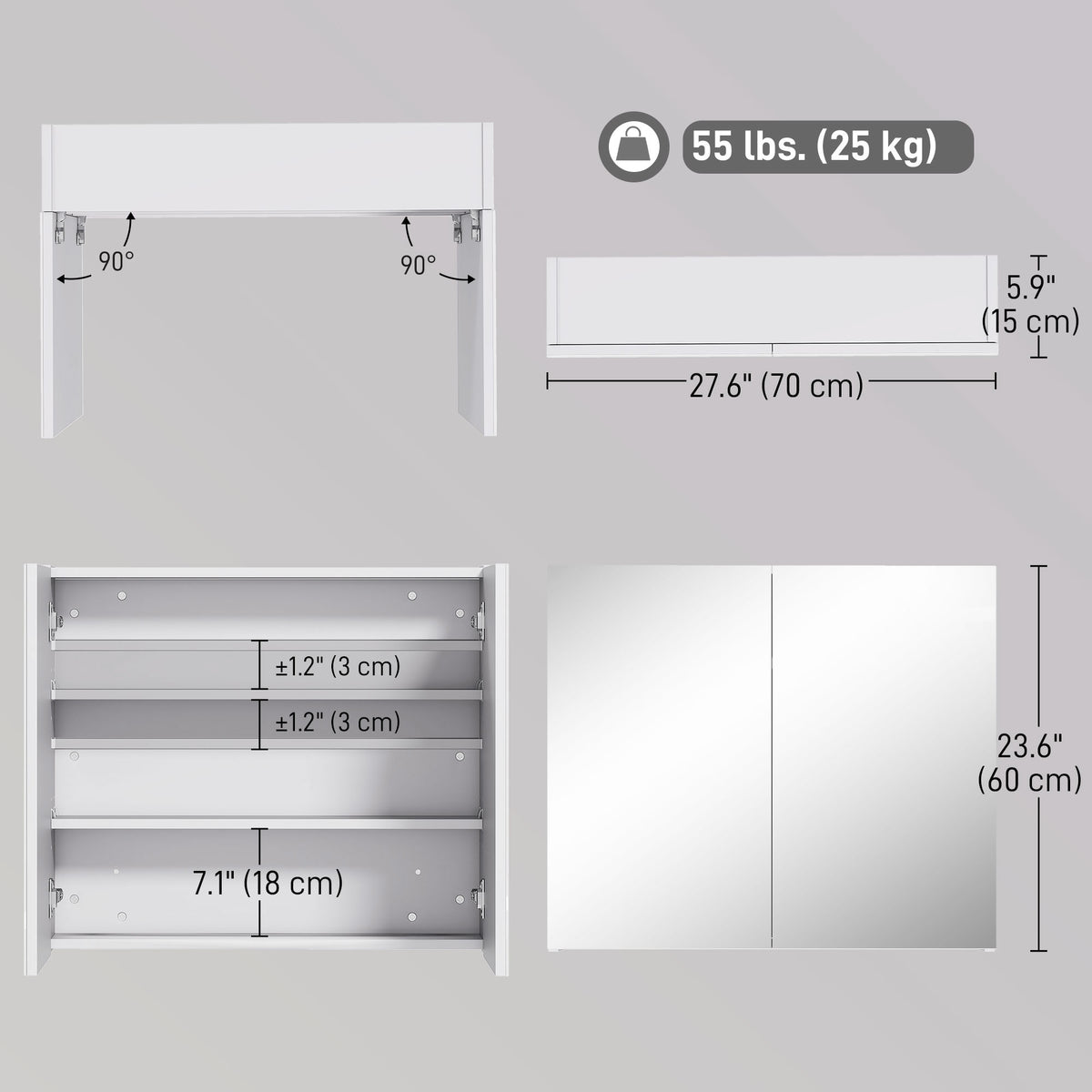 Wall Mount Medicine Cabinet with Mirror, Bathroom Mirror Cabinet Storage Organizer with Adjustable Shelf – view 9
