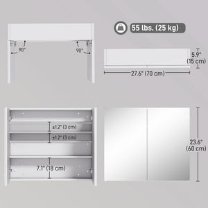Wall Mount Medicine Cabinet with Mirror, Bathroom Mirror Cabinet Storage Organizer with Adjustable Shelf – view 9