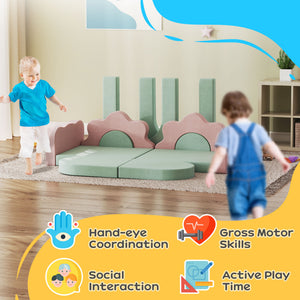 Qaba 12-Piece Climbing Toys for Toddlers with Ball Pit (Balls not Included), Indoor Climb and Crawl Activity Play Set