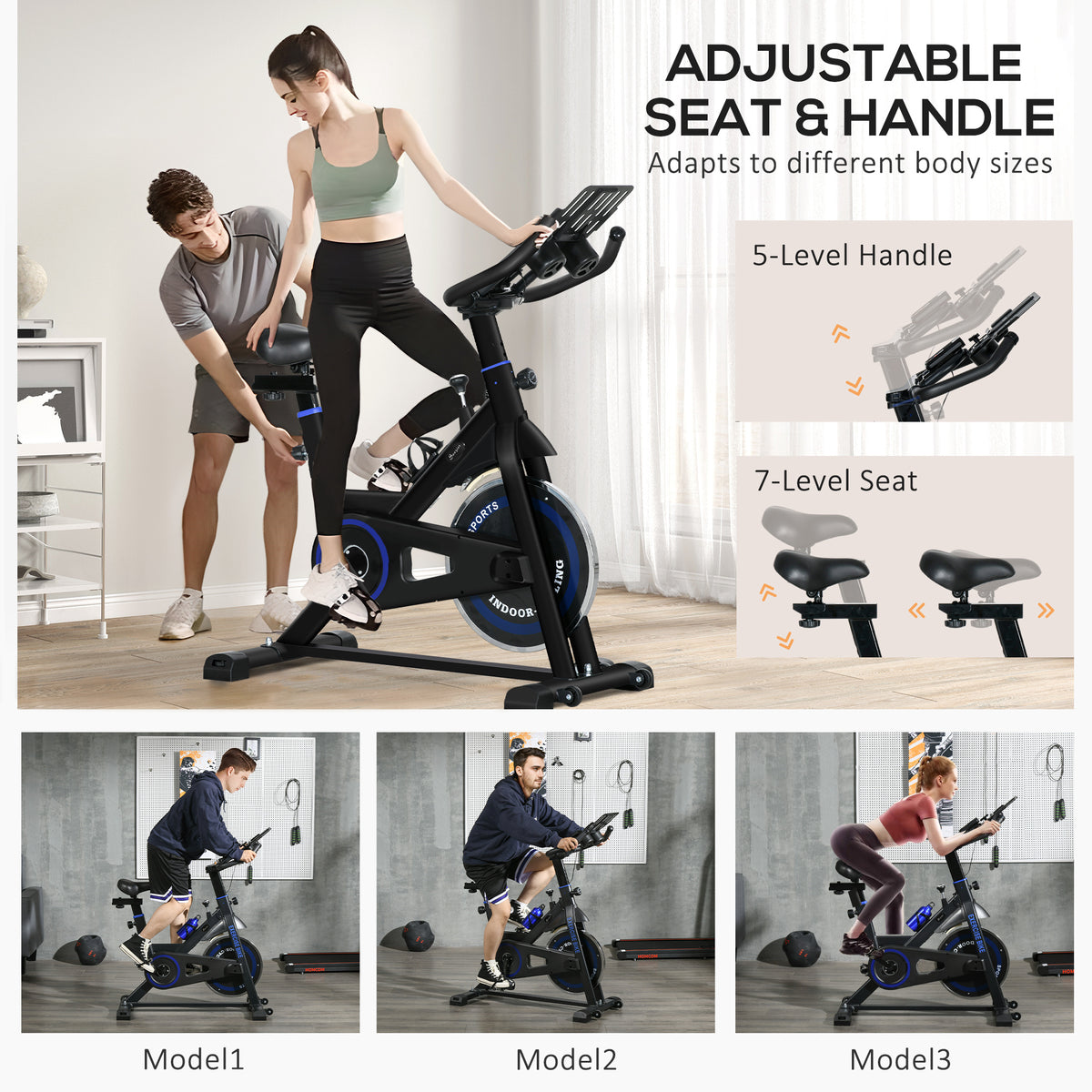 Soozier Adjustable Upright Stationary Exercise Bike with LCD Display, Suitbale for Beginer and Home Gym, Indoor Cycling Bike with Adjustable Resistance, White