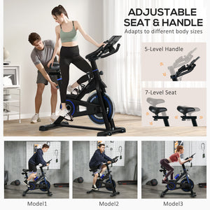 Soozier Adjustable Upright Stationary Exercise Bike with LCD Display, Suitbale for Beginer and Home Gym, Indoor Cycling Bike with Adjustable Resistance, White