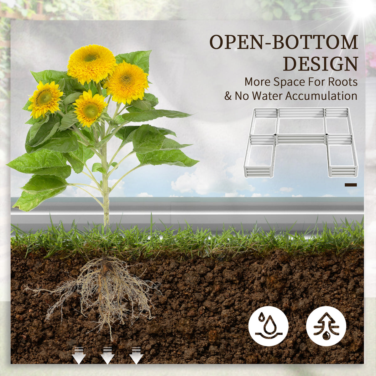 Steel Raised Garden Bed, Set of 5 Large Box Planters for Outdoor Plants Vegetables Flowers Herbs, 8x8x1ft – view 32