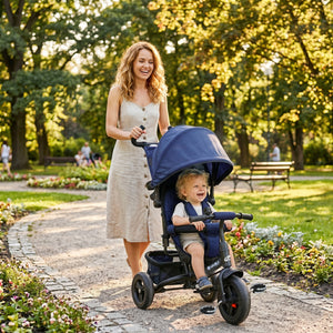 Qaba 6 in 1 Tricycle for Toddler 1-5 Years with Parent-Push Handle, Dark