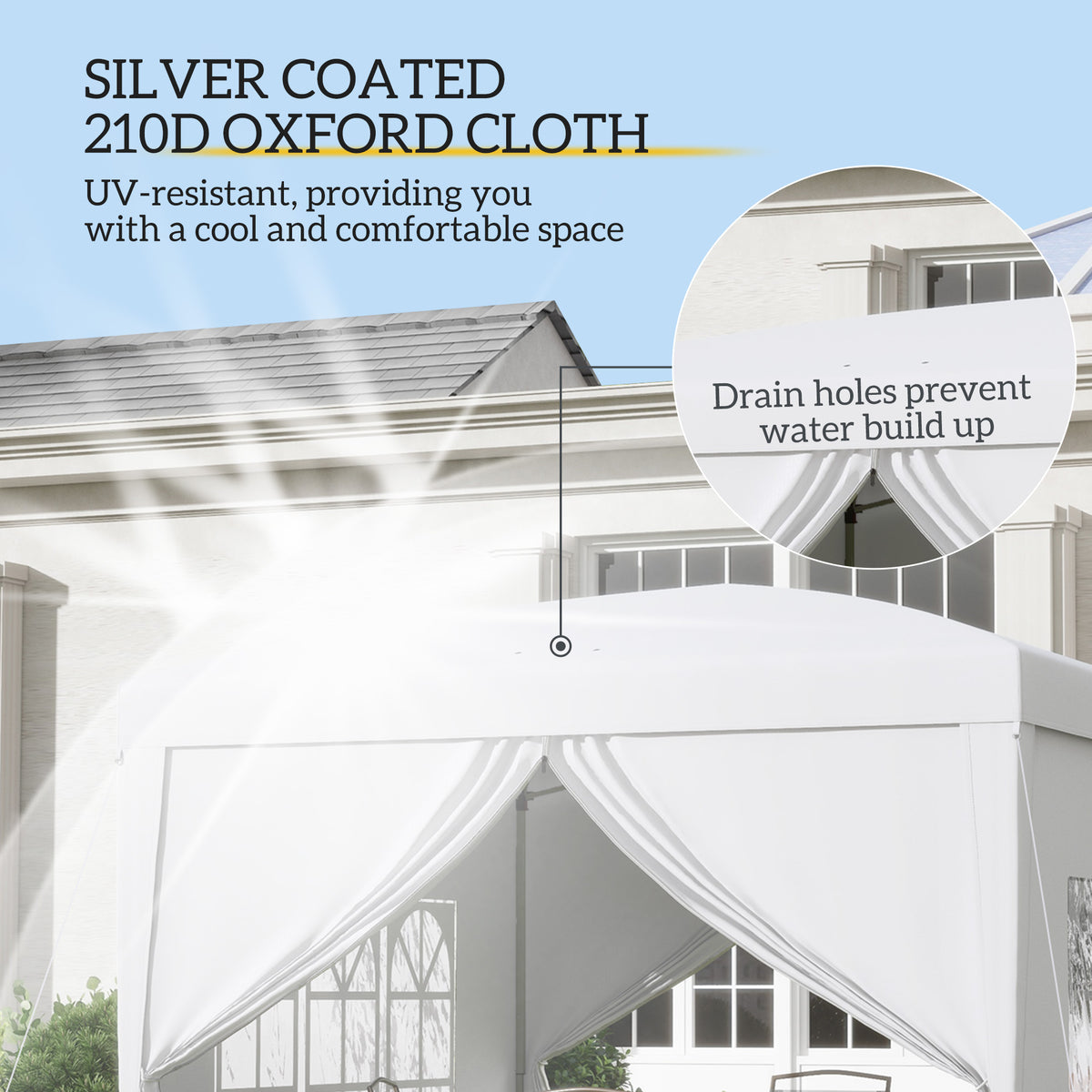 9.7' x 9.7' Outdoor Pop Up Party Tent Wedding Gazebo Canopy with Carrying Bag (White)