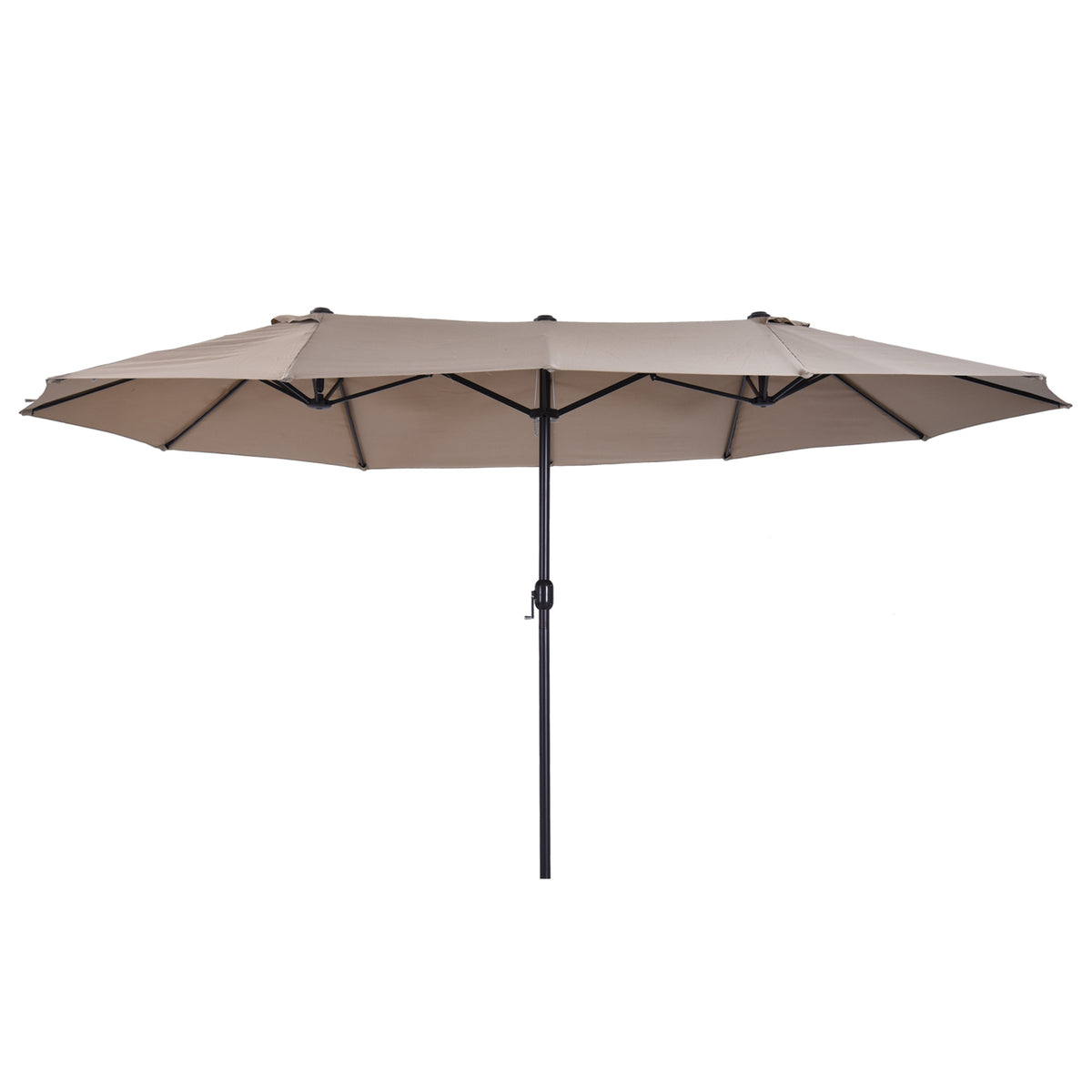 15' Outdoor Patio Umbrella with Twin Canopy Sunshade Steel Table Umbrella w/ Lift Crank, Cross base – view 3