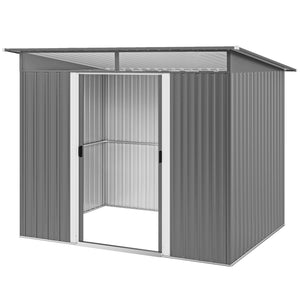 8.5' x 6' Small Gardening Shed Lockable Steel Utility Storage Outdoor Backyard Garden for Gardeners, Grey – view 15