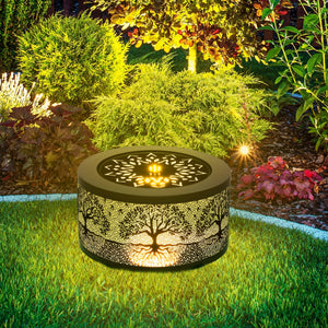 Outdoor Water Fountain with LED Lights, 10" Tall Garden Waterfall Fountain Feature with Adjustable Flow, Black