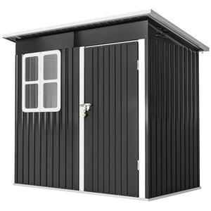 7' x 4' Galvanised Steel Outdoor Storage Shed, Garden Shed with Window, Lockable Wide Door and Air Vents