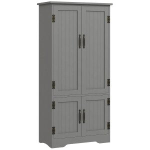 48" 4-Door Storage Cabinet Multi-Storey Large Space Pantry with Adjustable Shelves Black – view 8