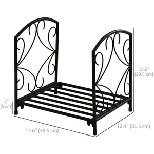 16" Heavy Duty Metal Fireplace Log Holder, Firewood Rack Outdoor for Fireplace Storage, Black