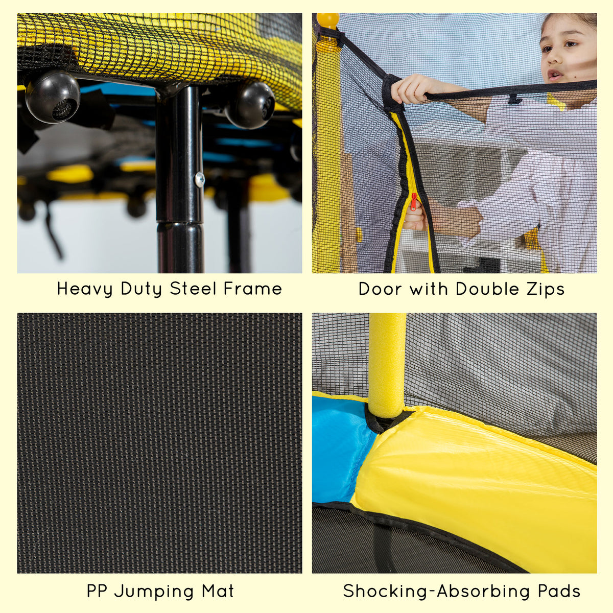 Qaba 4.6FT Trampoline for Kids with Enclosure Net for Ages 3-6, Indoor Outdoor Use