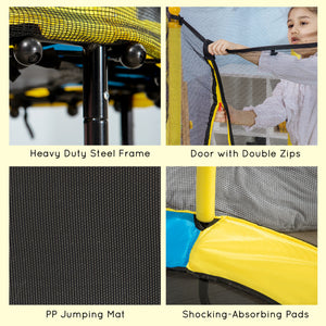 Qaba 4.6FT Trampoline for Kids with Enclosure Net for Ages 3-6, Indoor Outdoor Use
