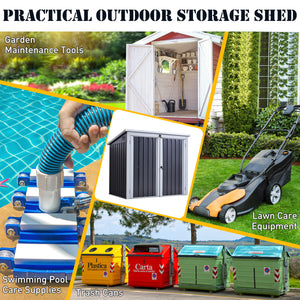 5ft x 3ft Outdoor Garbage Bin Storage Shed with Lockable Doors and Lid, Outside Storage Shed for Trash Can, Black