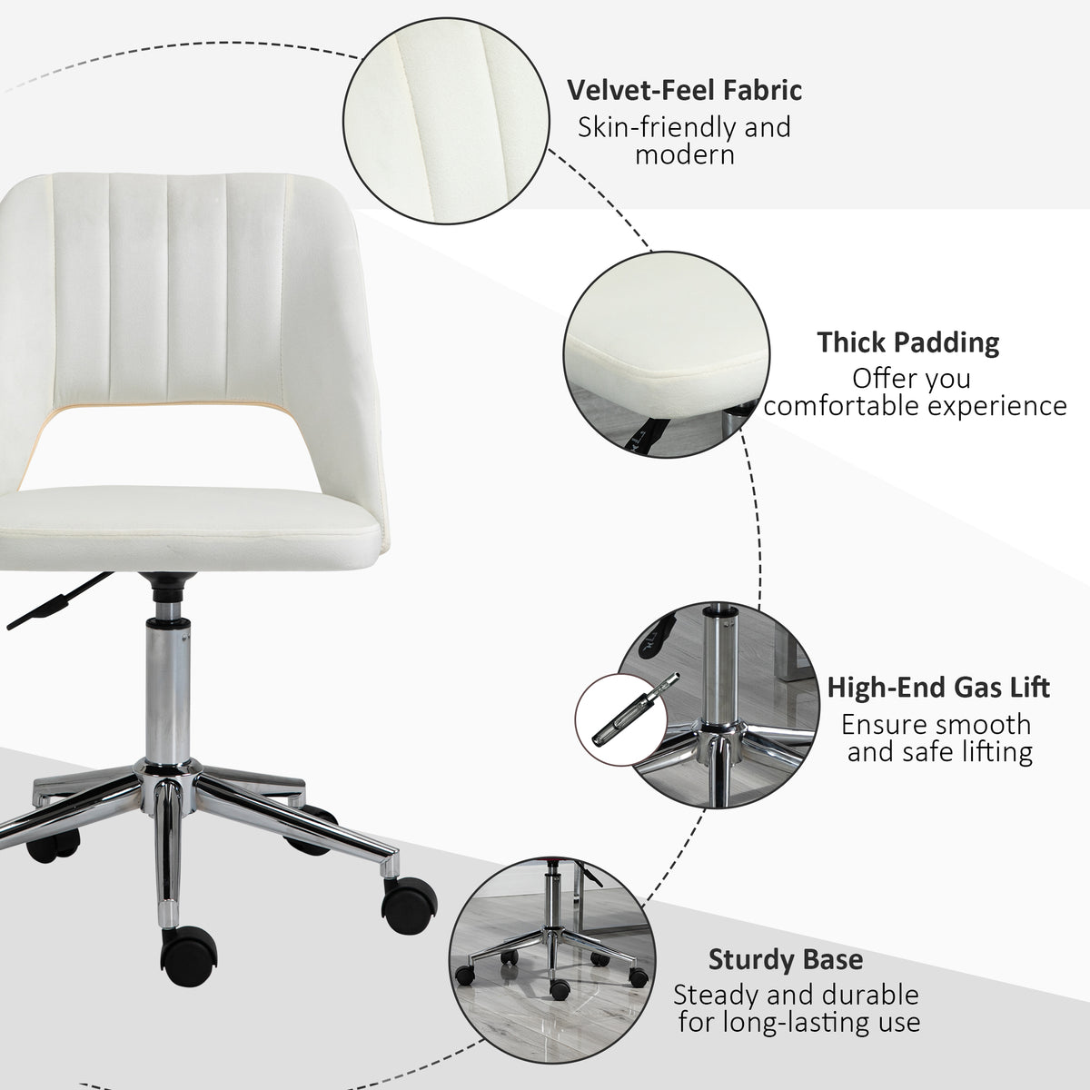 Mid Back Office Chair Velvet Fabric Swivel Scallop Shape Computer Desk Chair, Green – view 41