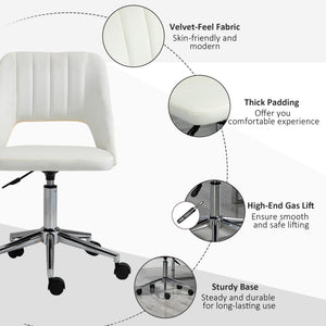 Mid Back Office Chair Velvet Fabric Swivel Scallop Shape Computer Desk Chair, Green – view 41