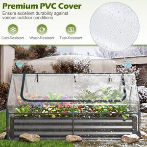 69 x 33 x 12 Inch Galvanized Raised Garden Bed with Cover-Black view 6