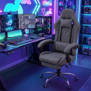 Gaming Chair Height Adjustable Computer Chair with Headrest and Lumbar Support-Gray view 3