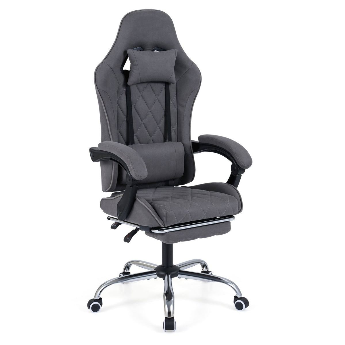 Gaming Chair Height Adjustable Computer Chair with Headrest and Lumbar Support-Gray view 4