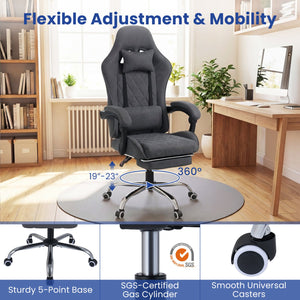 Gaming Chair Height Adjustable Computer Chair with Headrest and Lumbar Support-Gray view 6