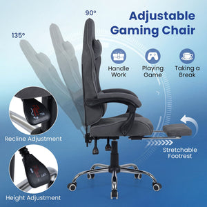 Gaming Chair Height Adjustable Computer Chair with Headrest and Lumbar Support-Gray view 7