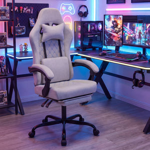 Gaming Chair Height Adjustable Computer Chair with Headrest Video Game Chair-Gray view 3