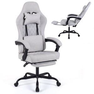 Gaming Chair Height Adjustable Computer Chair with Headrest Video Game Chair-Gray view 4
