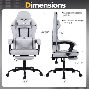 Gaming Chair Height Adjustable Computer Chair with Headrest Video Game Chair-Gray view 5