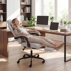 Gaming Chair Height Adjustable Computer Chair with Headrest Video Game Chair-Gray view 6