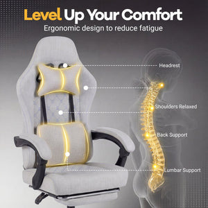 Gaming Chair Height Adjustable Computer Chair with Headrest Video Game Chair-Gray view 7