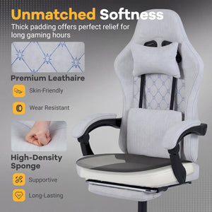 Gaming Chair Height Adjustable Computer Chair with Headrest Video Game Chair-Gray view 9