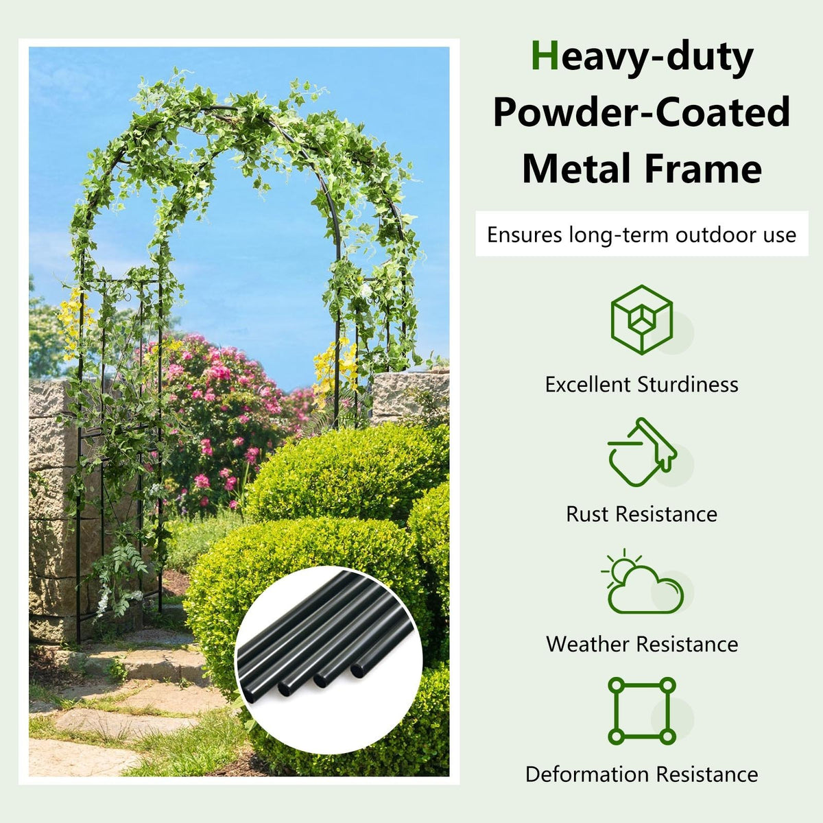 Garden Arch Arbor Trellis Patio Plant Stand Rack Archway-Black view 8