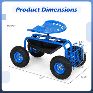 Garden Cart with Heavy Duty Tool Tray-Blue view 5