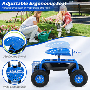 Garden Cart with Heavy Duty Tool Tray-Blue view 8